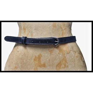 BED|STU Leather Belt 2 Snap Metal Buckle Strap Perforated Dot Gunmetal Large